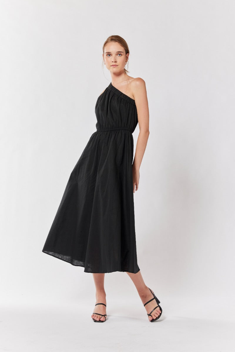 ASHIO MIDI DRESS -BLACK