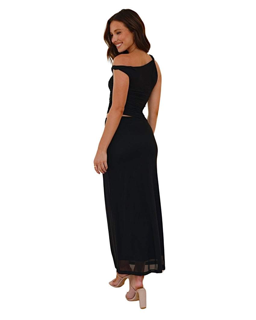 PELIA MIDI DRESS -BLACK