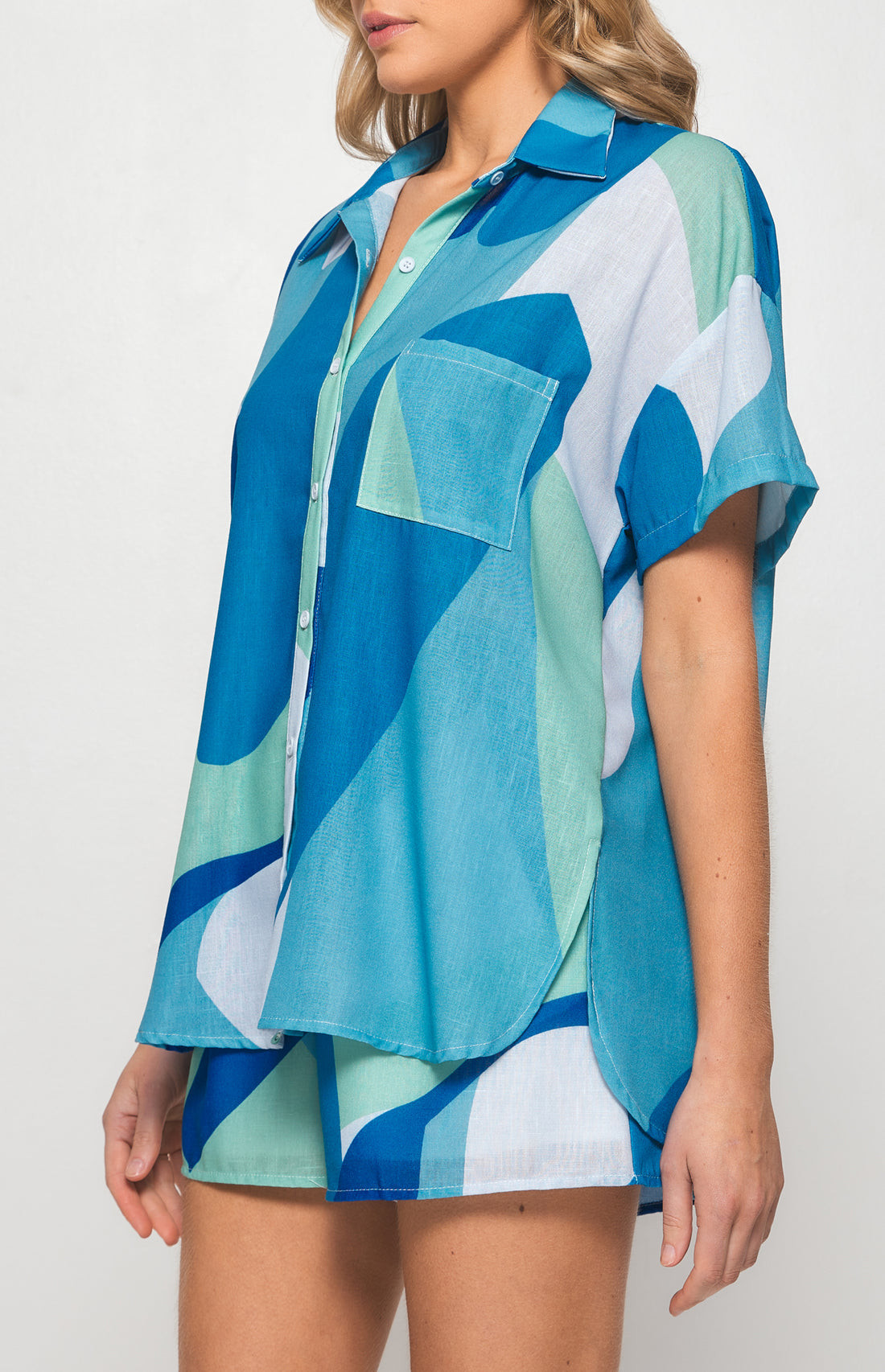 LEXI SHIRT & SHORT SET -BLUE ABSTRACT