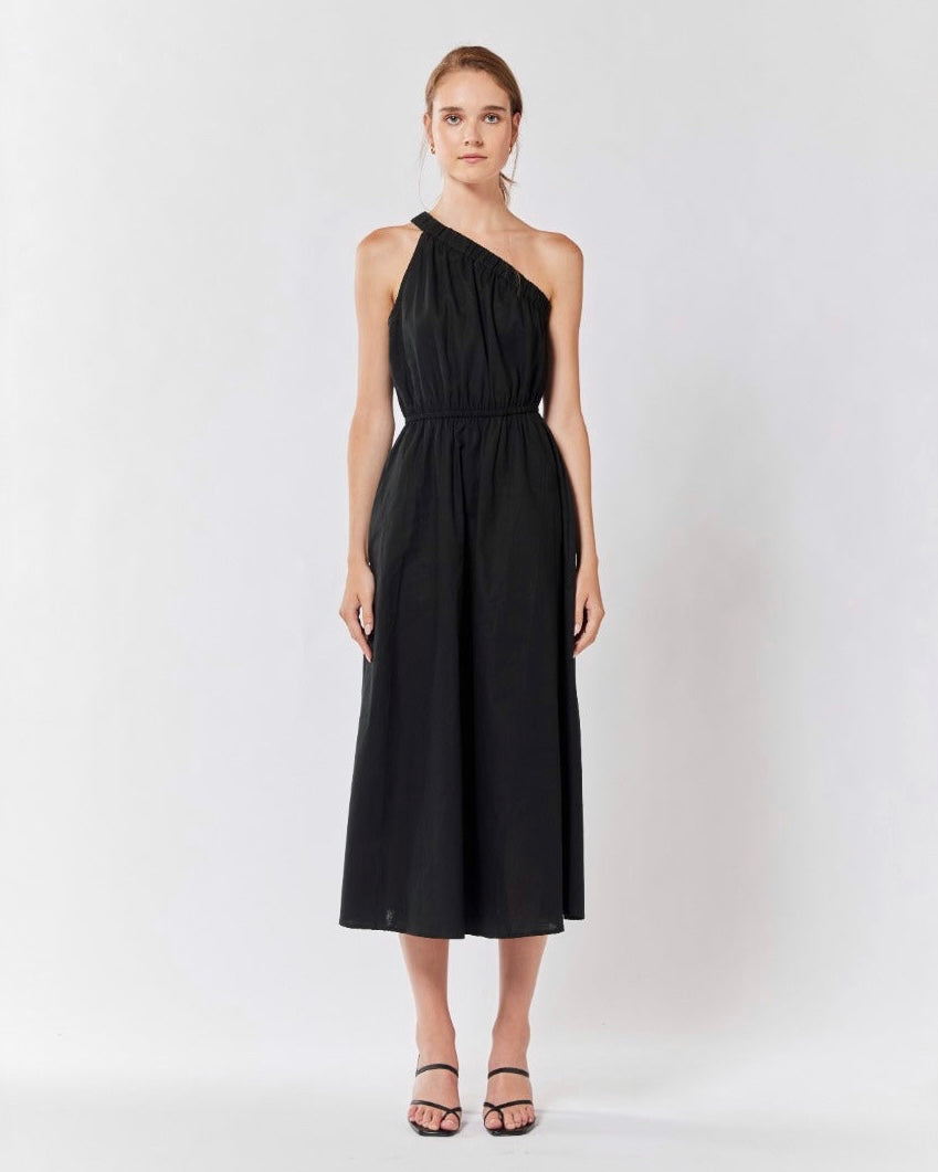 ASHIO MIDI DRESS -BLACK