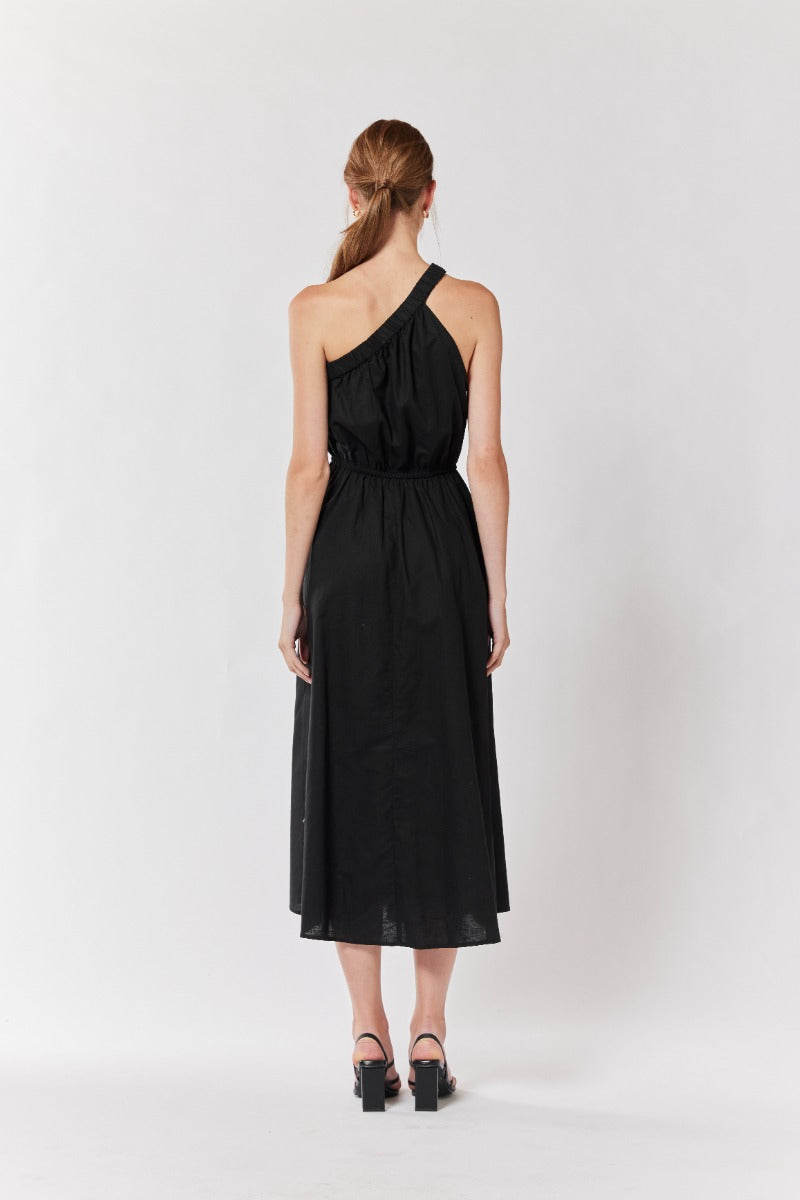 ASHIO MIDI DRESS -BLACK