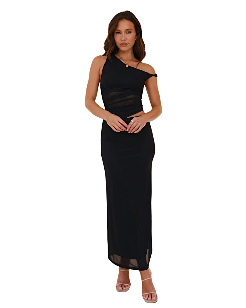 PELIA MIDI DRESS -BLACK