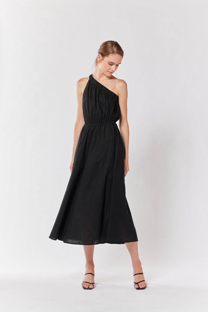 ASHIO MIDI DRESS -BLACK