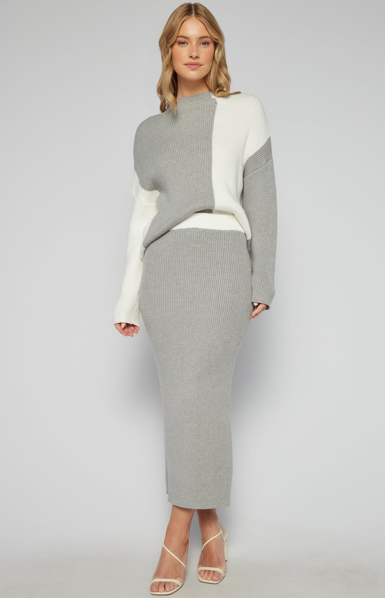 AXELLE KNIT SET -GREY/WHITE