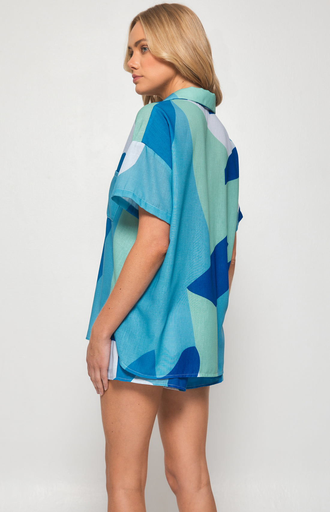 LEXI SHIRT & SHORT SET -BLUE ABSTRACT