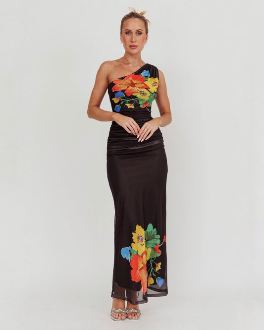 ANNU MAXI DRESS -BLACK FLORAL