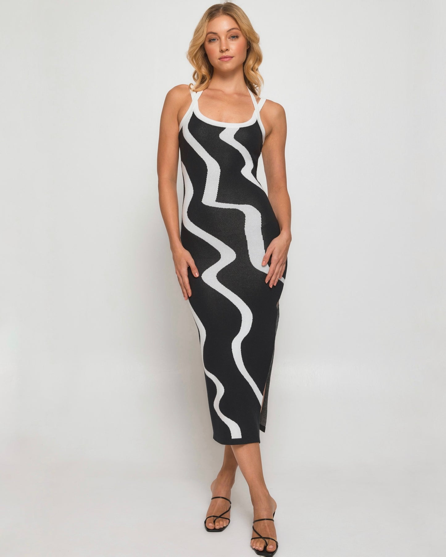 HEIDI MIDI DRESS-ABSTRACT PRINT