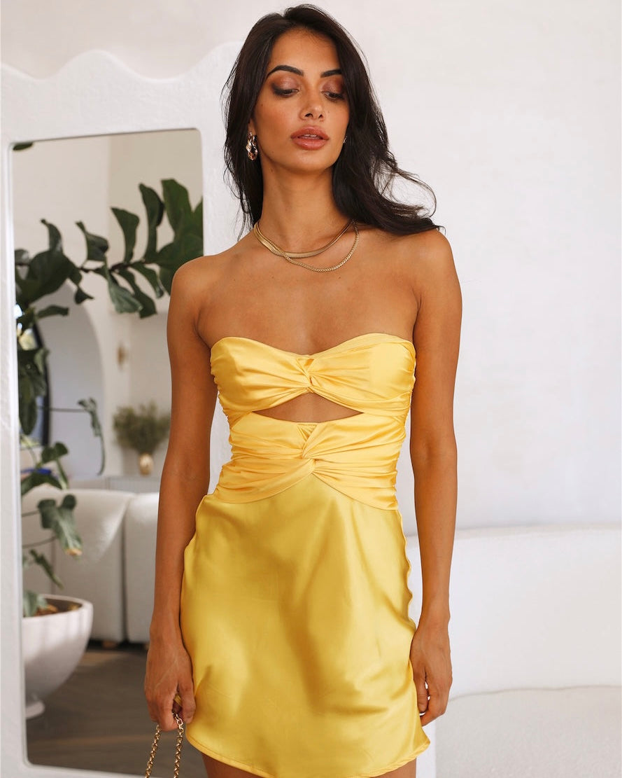 KAT MINI DRESS -VIBRANT YELLOW