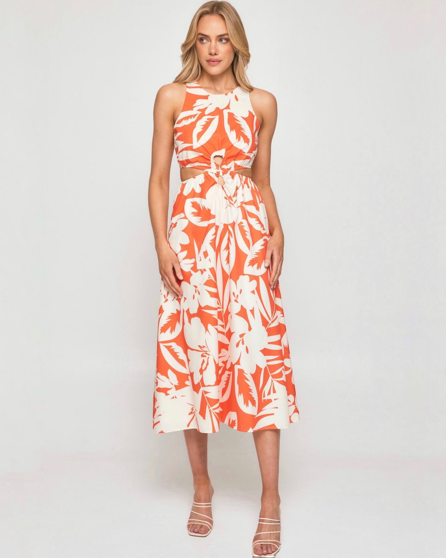 LISA MIDI DRESS -ORANGE TROPICAL