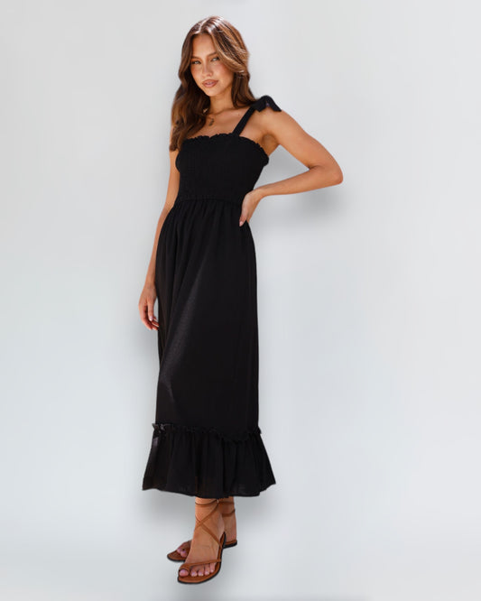 AAYLA MIDI DRESS -BLACK