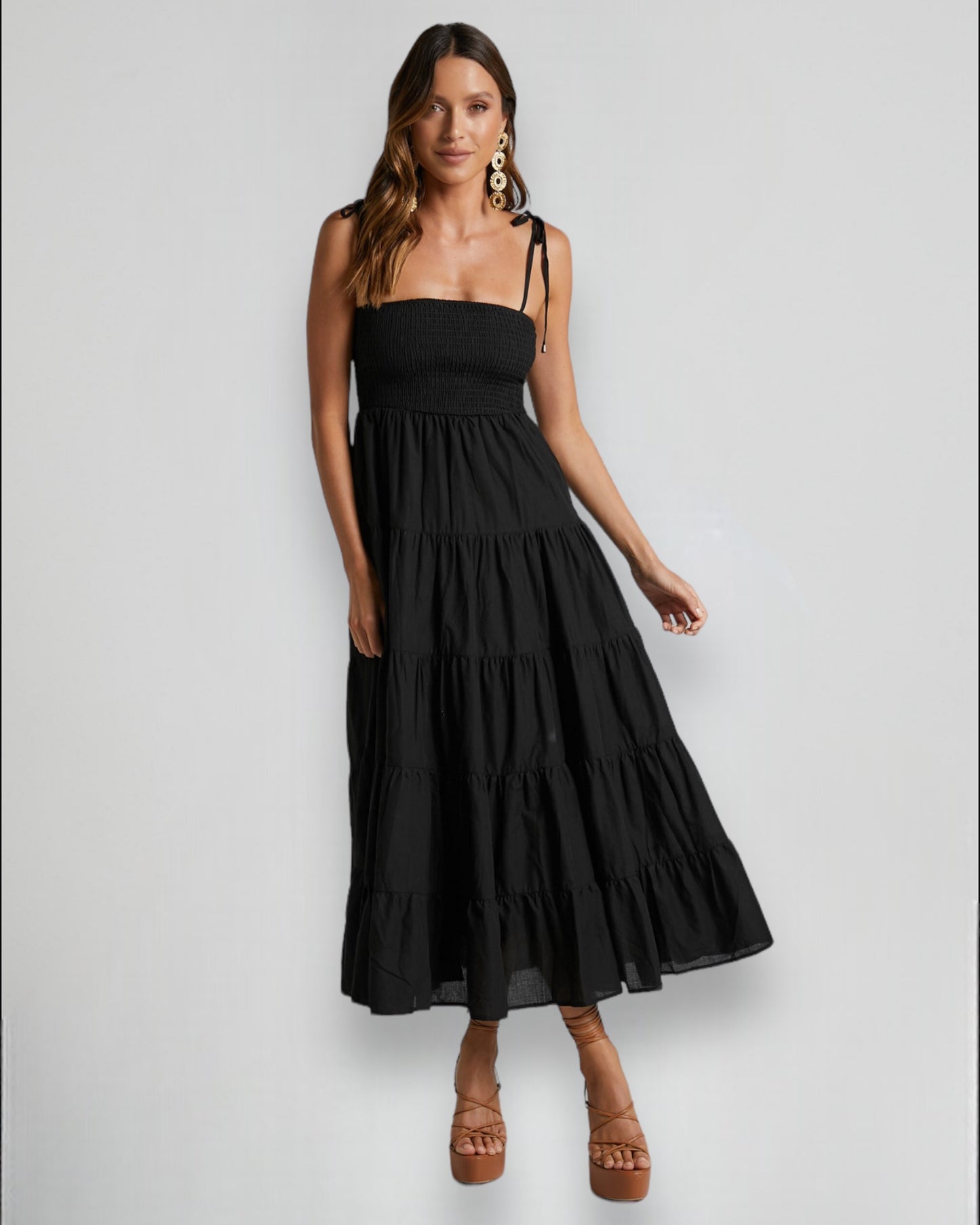 KIMOI MIDI DRESS -BLACK