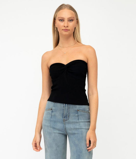 MYA strapless knot twist top (black)