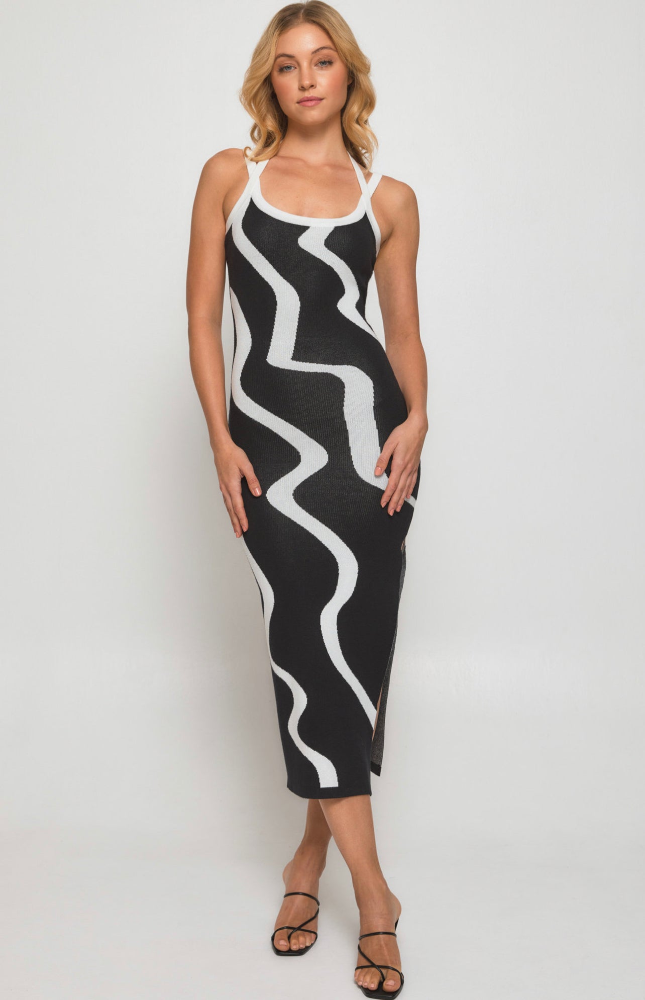 HEIDI MIDI DRESS-ABSTRACT PRINT